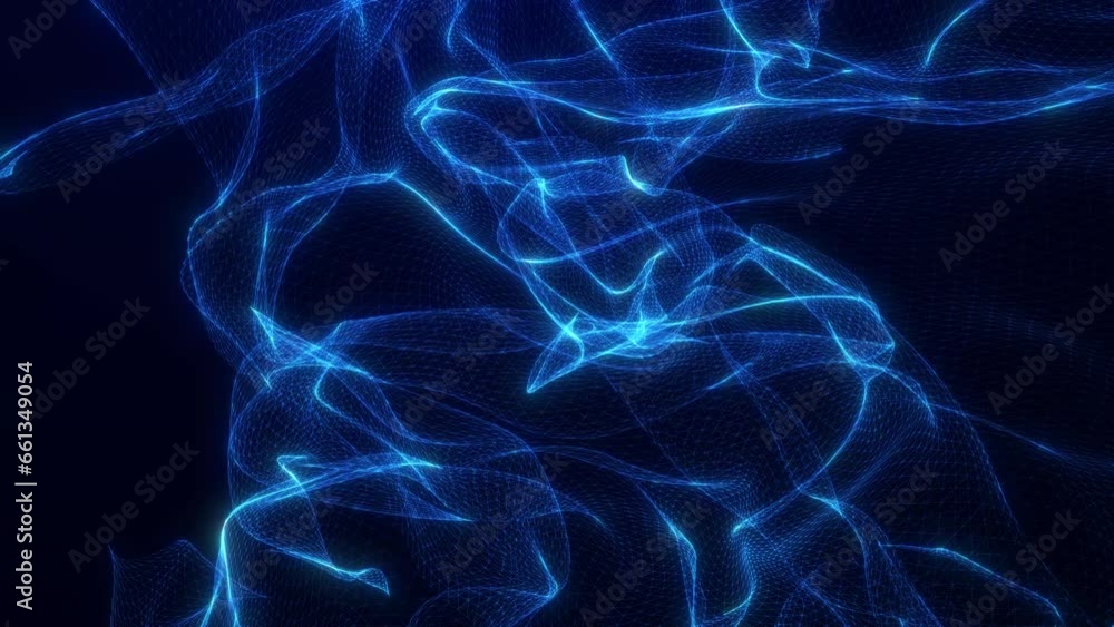 Poster blue digital wave of particles and dots, futuristic cyber background. digital particle cyber or tech