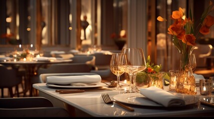 Fototapeta na wymiar table setting at restaurant Created with AI