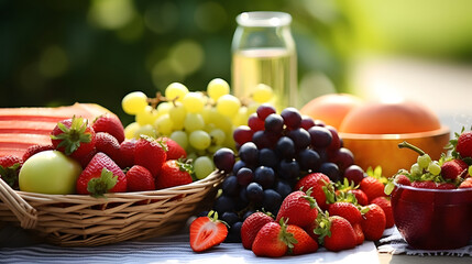 Selection of organic fresh fruits and vegetables 