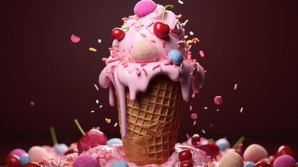 cone of delicious and delight ice cream Created with AI