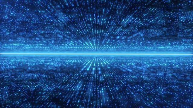 Sci fi or cyber grid  Lines and dots form information blocks of a hologram, large data fields. High information technologies. Seamless loop abstract background science fiction theme