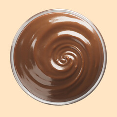 Chocolate or cocoa cream in bowl. isolated  background. 3d illustration. 