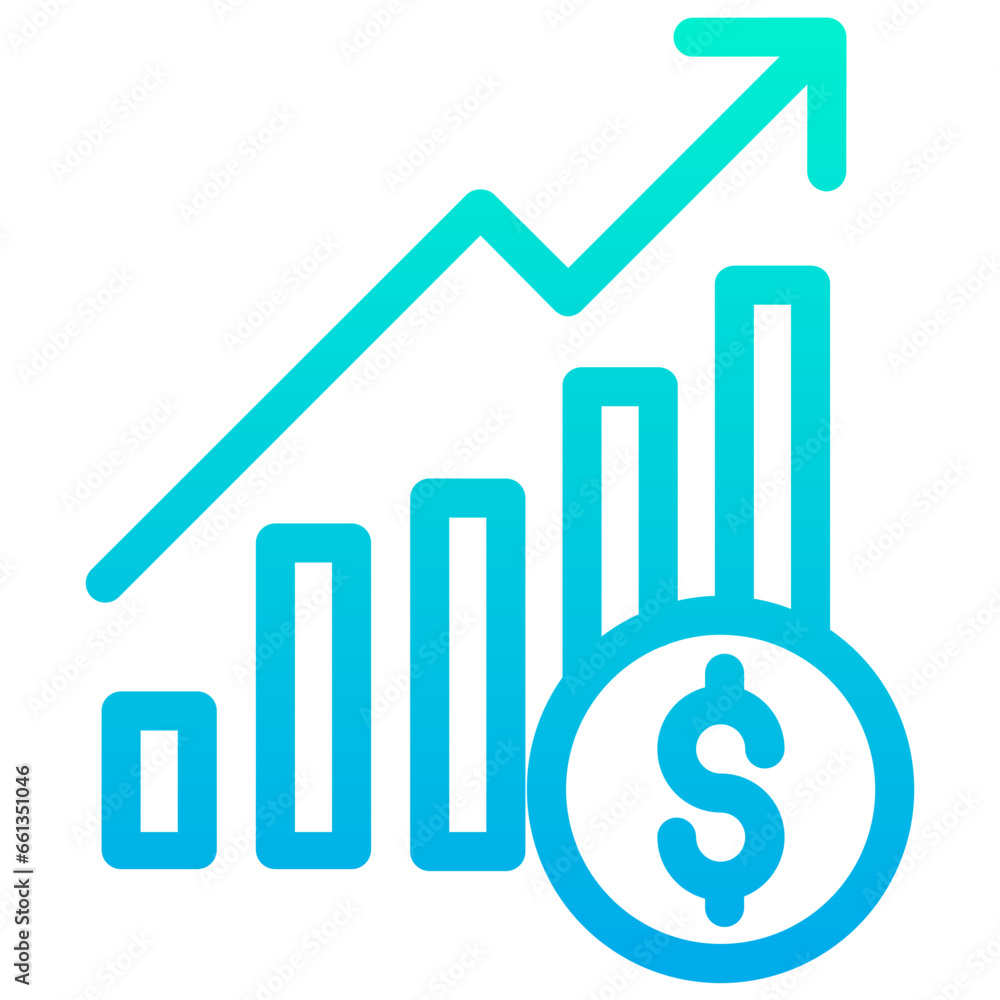 Sticker Outline Gradient Dollar graph icon