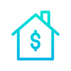 Obraz premium Outline Gradient House rent icon