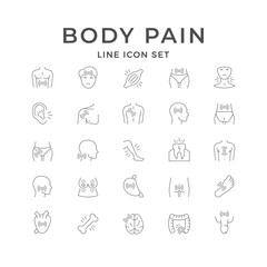 Set line icons of body pain