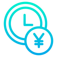 Outline Gradient Yen Clock icon
