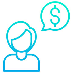 Outline Gradient Dollar User Conversation icon