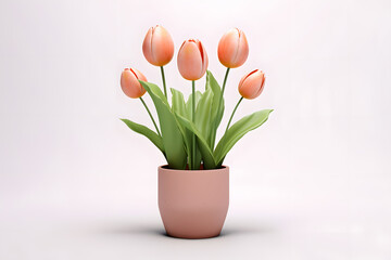 Tulips in a pot 3d rendering style