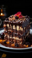 Delicious Chocolate Cake. Sweet Dessert Concept.