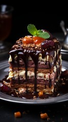 Delicious Chocolate Cake. Sweet Dessert Concept.