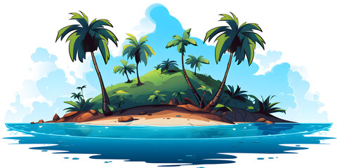 Fototapeta na wymiar Illustration of small island in the ocean