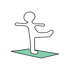 Line art vector of a man doing yoga.