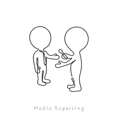 Line art character concept of a man in media industry.