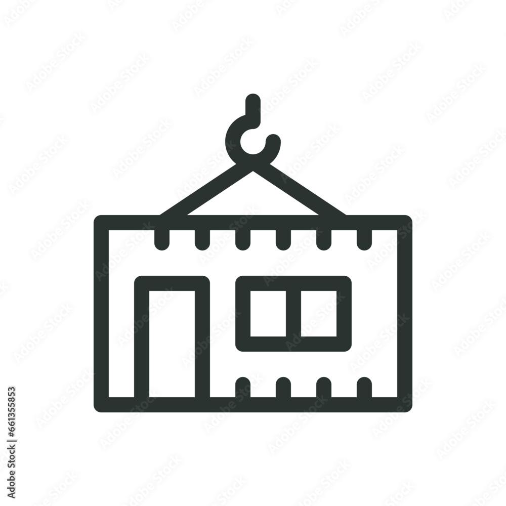 Poster prefab container house isolated icon, prefabricated module home vector icon with editable stroke
