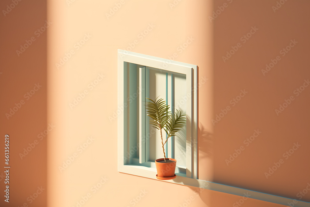 Canvas Prints plant on window simple 3d rendering style