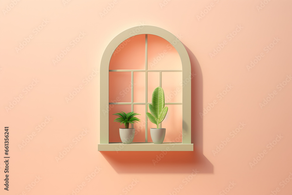 Canvas Prints plant on window simple 3d rendering style