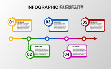 infographic template design with 5 steps. infographic design for presentations, banners, infographs and posters