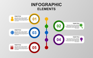 infographic template design with 5 steps. infographic design for presentations, banners, infographs and posters