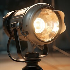 Spotlight in the studio. 3D render. Vintage style.