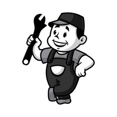 handyman holding a wrench.