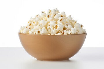 Bowl of popcorn on white background