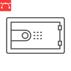 In room safe line icon, safe box and hotel services, strongbox vector icon, vector graphics, editable stroke outline sign, eps 10.