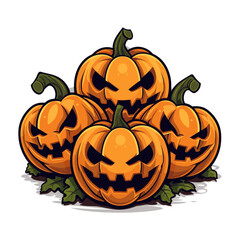 four jack-o-lantern pumpkins for Halloween cute for kids