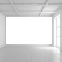an all white room with a transparent back wall