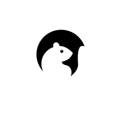 squirrel silhouette logo flat design in circle concept.