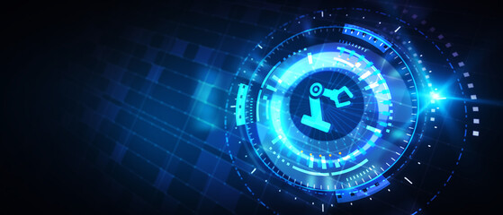 Industrial automation technology concept. Collaborative robot, cobot. Illustration