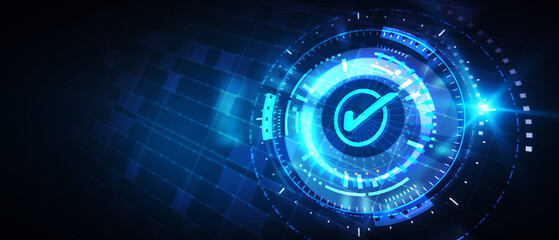 Standard quality control. Certification. Business, technology, internet and networking concept.  Illustration