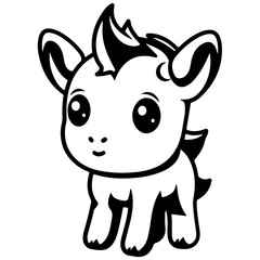 Cute Unicorn Outline Vecter Illustration