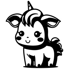 Cute Unicorn Outline Vecter Illustration