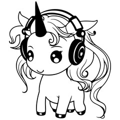 Cute Unicorn Outline Vecter Illustration