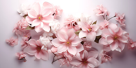Beautiful pink blooming flowers on a white background.