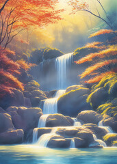 Wonderful waterfall in autumn.