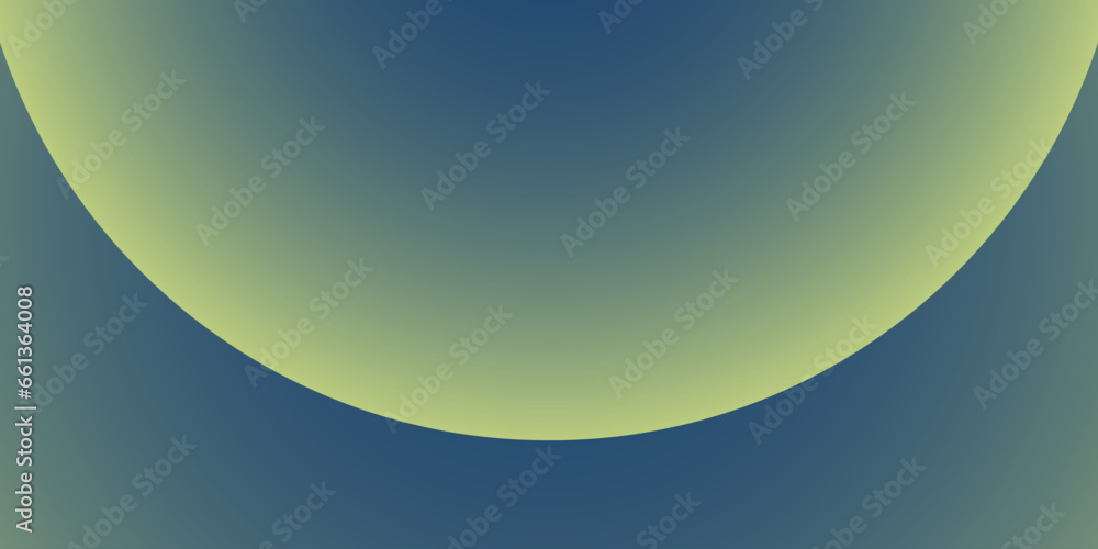 Poster abstract geometric green colored gradient background - large lit centered curve, circle, 3d half glo