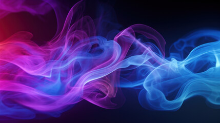 Multicolored smoke on black background. Pink, blue and purple colors