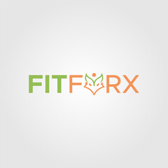 letter fitfork fox  health and fit logo design icon element vector