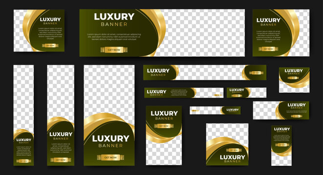 Corporate web banners of standard size with a place for photos. Vertical, horizontal and square template