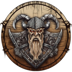 Crude Viking Shield Vector Isolated on Transparent or White Background, PNG