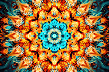 Colorful floral Mandala illustration with colorful lines. illustration of Colorful Mandalas. created with generative AI