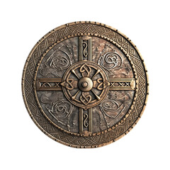 Ancient Viking Concave Round Shield Isolated on Transparent or White Background, PNG