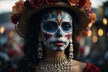 Portrait Young Woman With Catrina