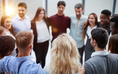 Fototapeta premium Conversation, talking or discussion for about us, faq and equality workplace with trust