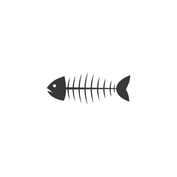 Fish bone icon in flat style. Vector