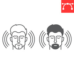 Mind awareness line and glyph icon, meditation and mindfulness, brand awareness vector icon, vector graphics, editable stroke outline sign, eps 10.