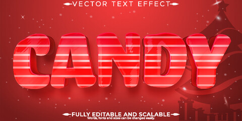 Editable text effect candy, 3d 2022 and new year font style