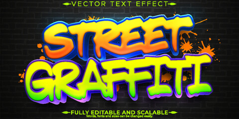 Editable text effect graffiti, 3d street and spray font style