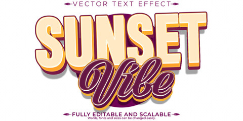 Sunset text effect, editable evening and colorful customizable font style